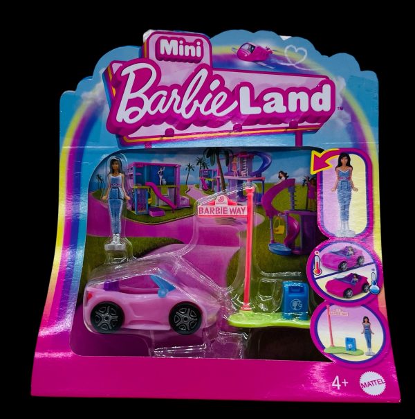 Mini Barbie Land "Doll and Convertible Car" by Mattel