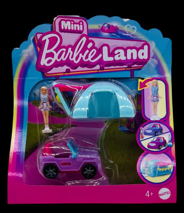 Mini Barbie Land "Tent and Jeep Camping Set with Barbie Doll" by Mattel